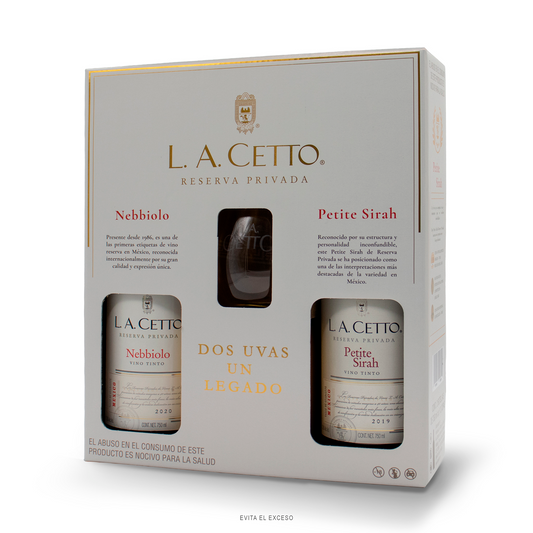 Paquete L.A. Cetto Reserva Privada Nebbiolo & Petite Sirah Copas ‘Stemless’