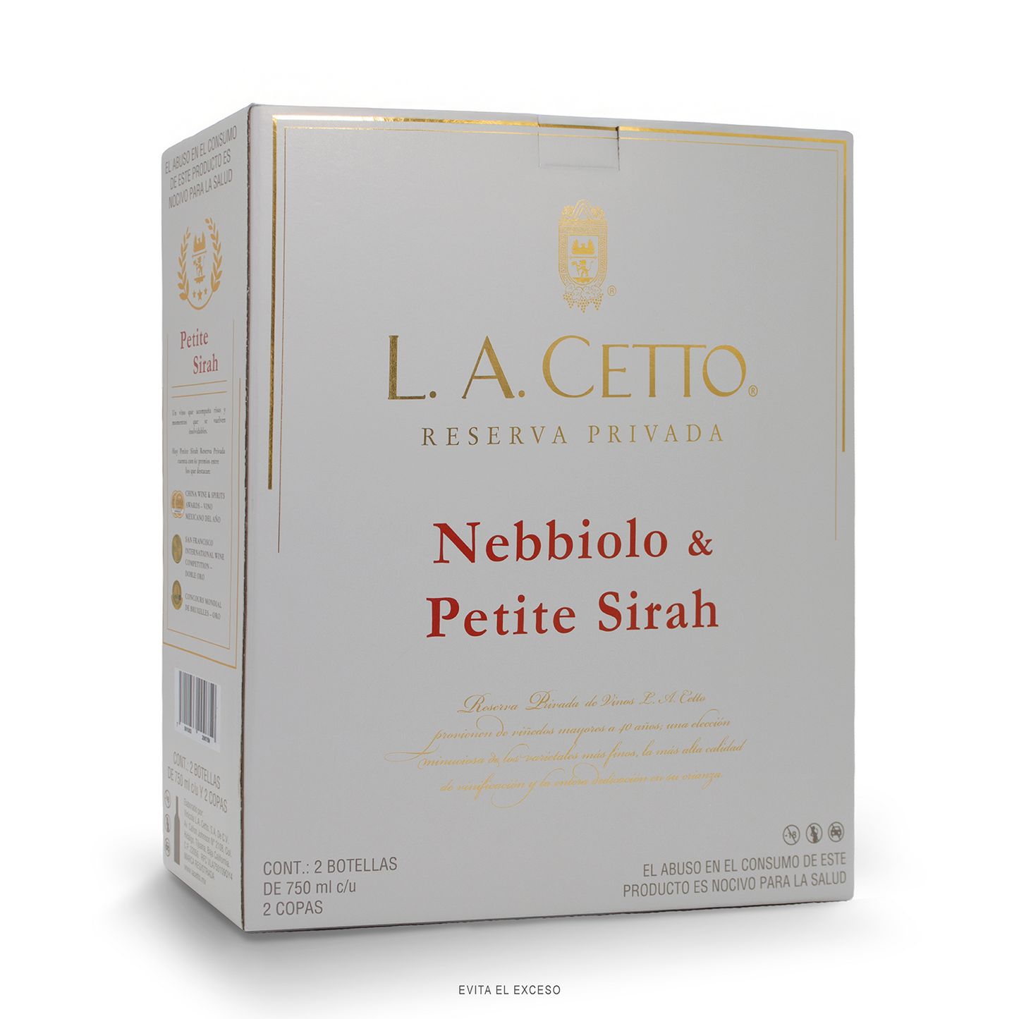 Paquete L.A. Cetto Reserva Privada Nebbiolo & Petite Sirah Copas ‘Stemless’