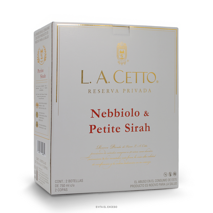 Paquete L.A. Cetto Reserva Privada Nebbiolo & Petite Sirah Copas ‘Stemless’